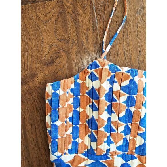 NWT Anthropologie Ophelia Sleeveless Linen Slim Mini Dress Maeve Size 12 Blue - Picture 10 of 14